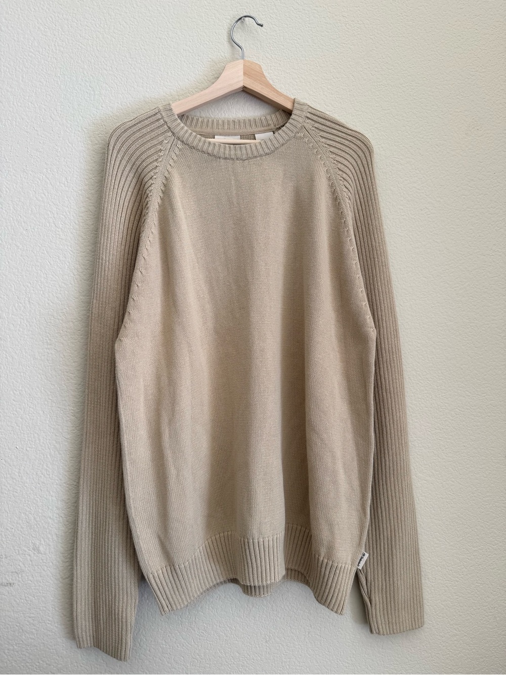 Timberland Beige Crewneck Sweater - Ribbed Sleeve Detail